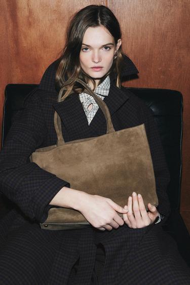 Zara Большая кожаная сумка в городском стиле купить с доставкой.