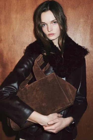 Замшевая сумка с двойной ручкой- Заказать в России