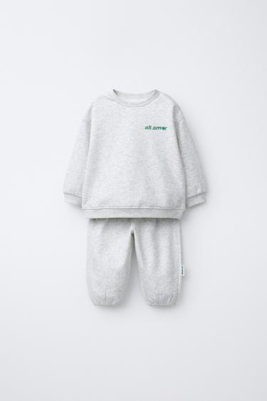Zara Комплект из толстовки и брюк с надписью