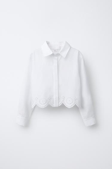 Zara Укороченная рубашка SCHIFFLY купить с доставкой.