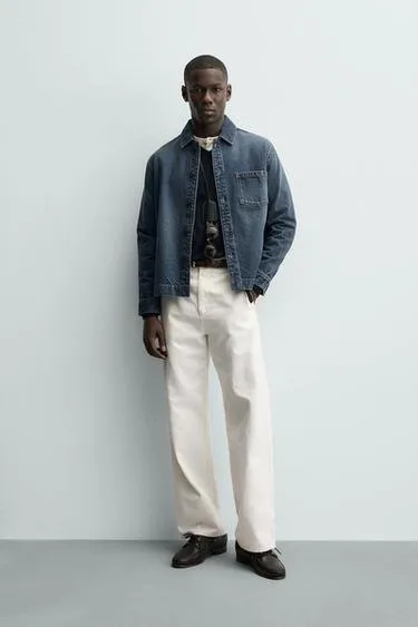 Джинсовая рубашка с эффектом потертости- Заказать в России