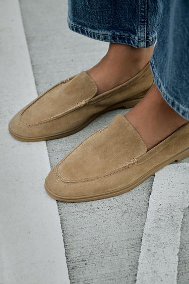 Zara Замшевые лоферы на плоской подошве