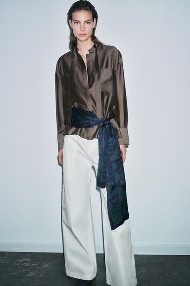 Zara Рубашка с карманами и завязками — ZW COLLECTION