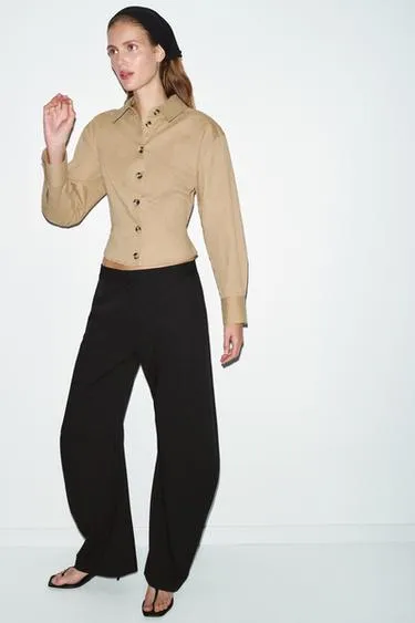 Приталенная рубашка из мягкой ткани- Заказать в России