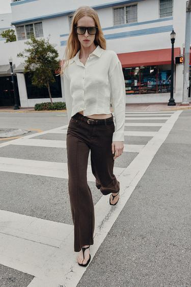 Zara Атласная рубашка с приталенным силуэтом купить с доставкой.