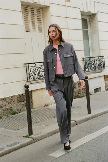 Zara Прямые брюки в елочку