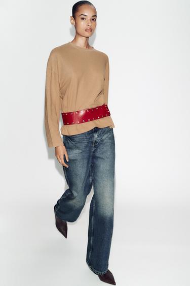 Zara Кожаный ремень-корсет со 100% заклепками