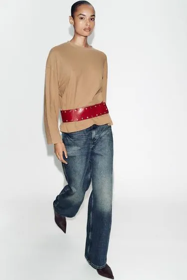 Кожаный ремень-корсет со 100% заклепками