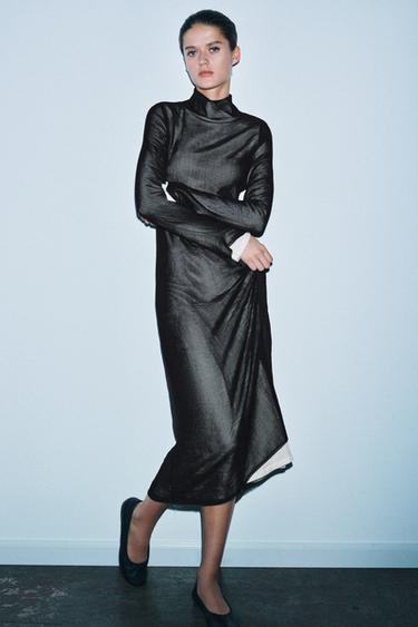Zara Длинное комбинированное платье