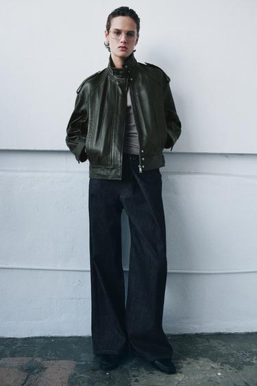 Zara Бомбер из кожи — ZW COLLECTION LIMITED EDITION