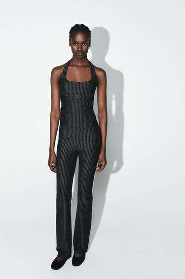 Zara Топ халтер из трикотажа интерлок купить с доставкой.