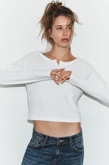 Zara Футболка с воротником на пуговицах