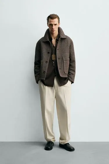 Куртка в клетку с карманами- Заказать в России