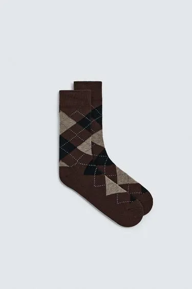 Носки в ромб с шерстью