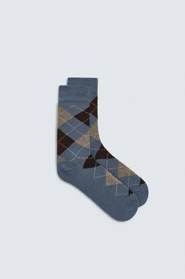 Носки с ромбами и шерстью