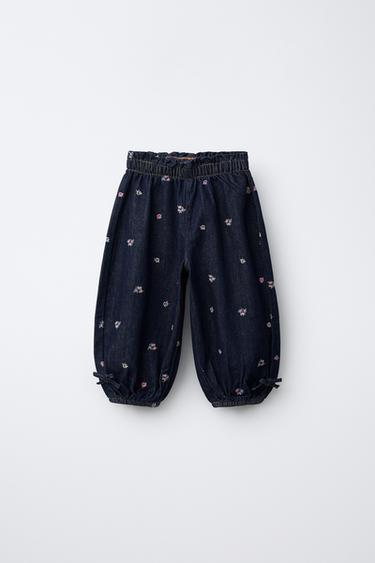 Zara Джинсы бомбачо с вышитыми цветами