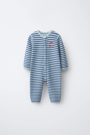 Zara Комбинезон в полоску с вышитой надписью купить с доставкой.