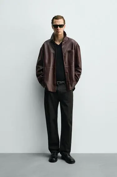 Куртка-рубашка из кожи- Заказать в России