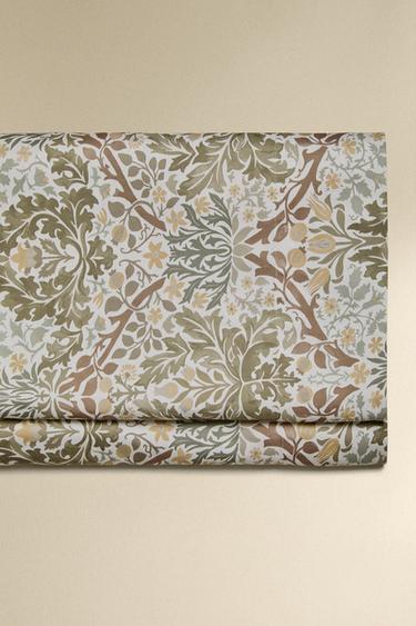 Zara Простыня из хлопкового сатина MORRIS & CO. LEAVES купить с доставкой.