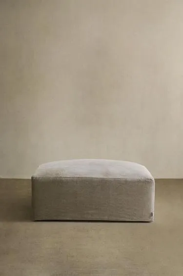 Пуф с съемным чехлом из мятого льна- Заказать в России