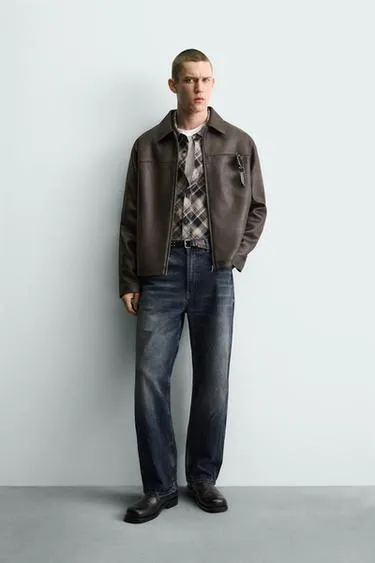 Куртка из искусственной кожи с эффектом потертости