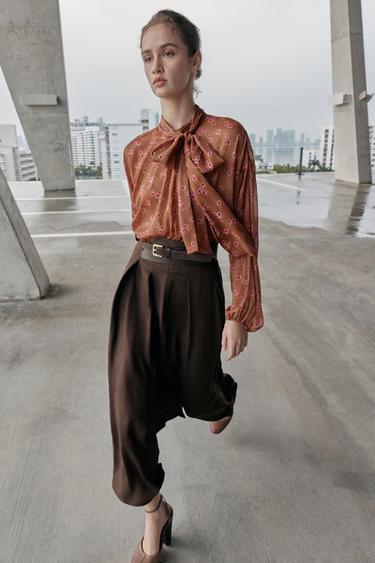 Zara Рубашка с принтом и бантом купить с доставкой.