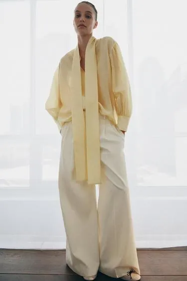 Атласная рубашка с завязками — ZW COLLECTION- Заказать в России