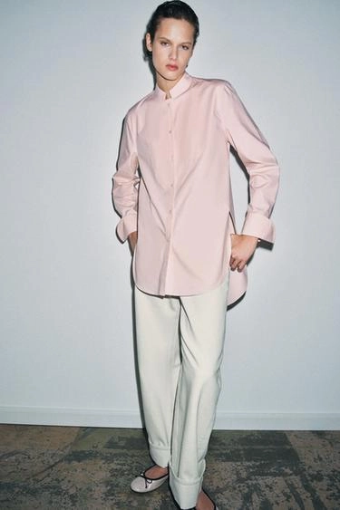 Асимметричная рубашка из поплина Zara «Zw»- Заказать в России