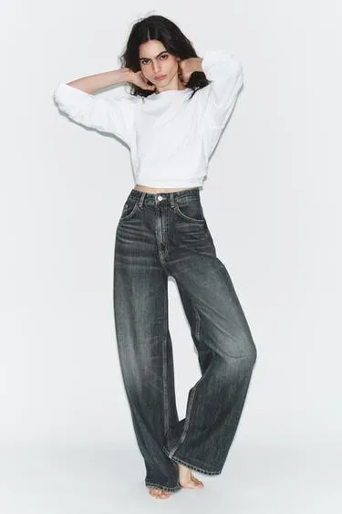 Джинсы TRF EXTRA WIDE-LEG с высокой посадкой- Заказать в России