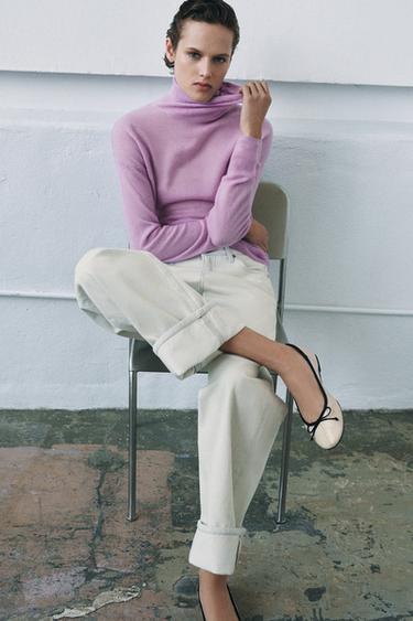 Zara Кожаные балетки с контрастными элементами