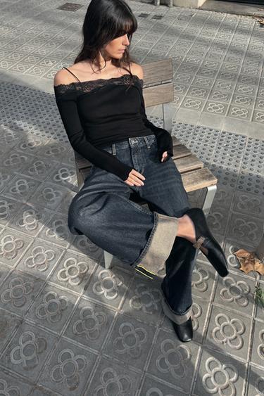 Zara Балетки из кожи с металлической полоской