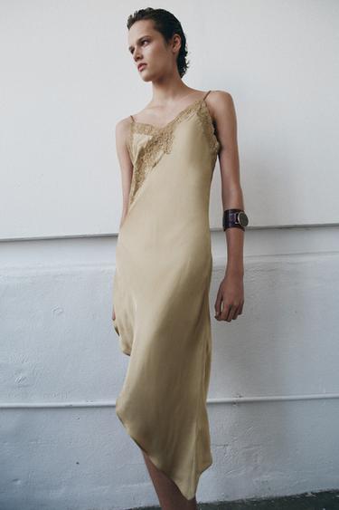 Zara Асимметричное атласное платье из коллекции ZW купить с доставкой.