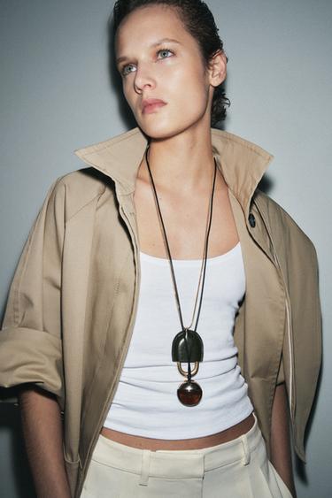 Zara Набор из 2 ожерелий кожа и смола