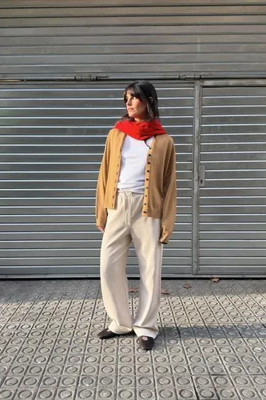 Брюки из трикотажа интерлок с эффектом потертости- Заказать в России