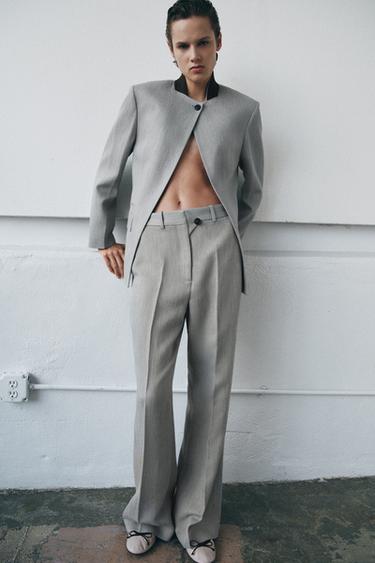 Zara Расклешенные брюки структурные ZW COLLECTION купить с доставкой.