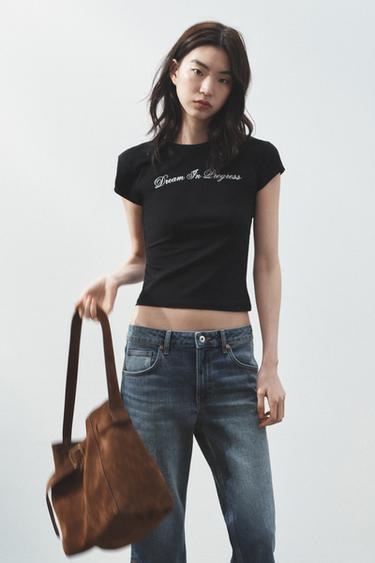 Zara Футболка с надписью спереди