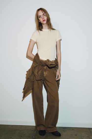 Zara Комбинированная футболка из тюля