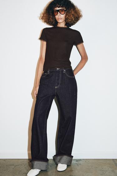 Zara Футболка комбинированная с тюлем