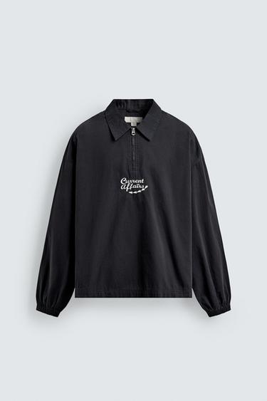 Zara Поло с молнией и вышивкой