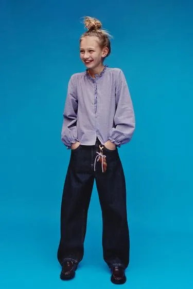 Рубашка в клетку с воланами- Заказать в России