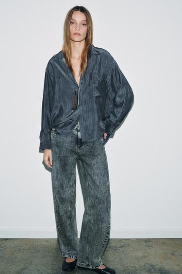 Zara Свободная рубашка оверсайз в полоску — коллекция ZW купить с доставкой.