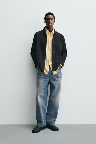 Zara Куртка-рубашка из замши