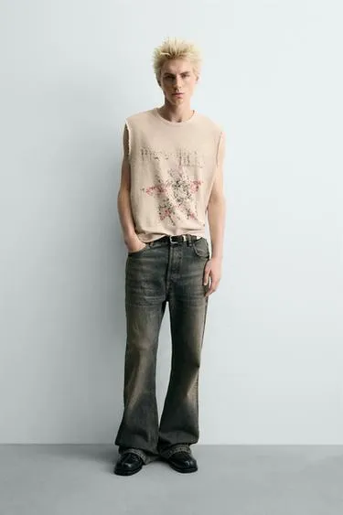 Трикотажная майка с контрастным принтом- Заказать в России