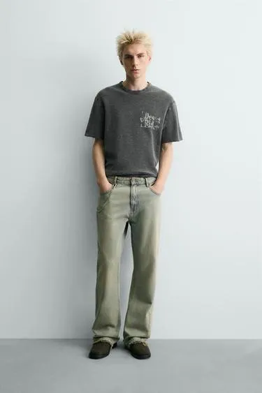 Трикотажная футболка с контрастным принтом- Заказать в России