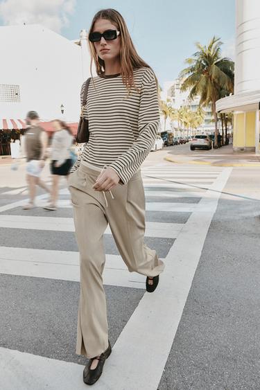 Zara Брюки с широкими штанинами и двойным поясом