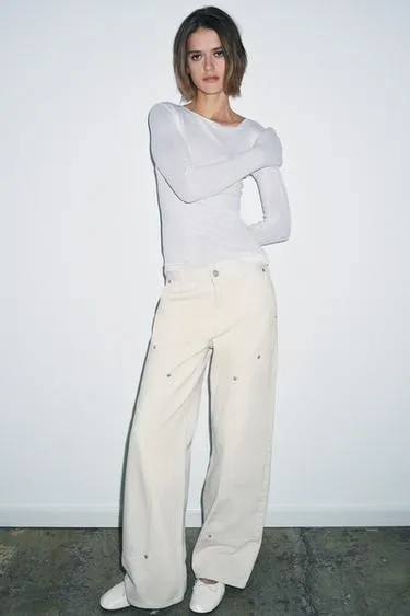 Джинсы ZW COLLECTION со средней посадкой и хлястиком- Заказать в России