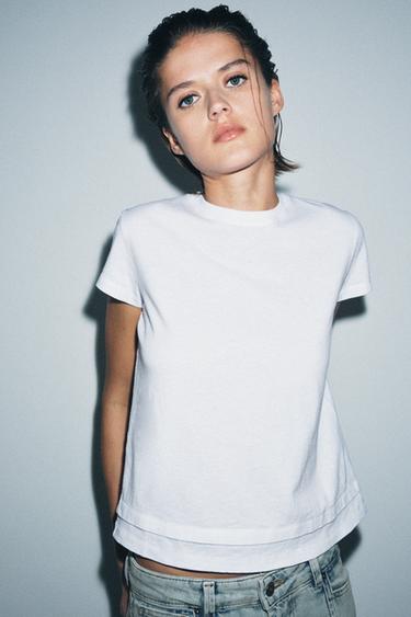 Zara Футболка с короткими рукавами и двойным низом