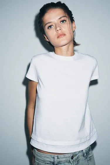 Футболка с короткими рукавами и двойным низом