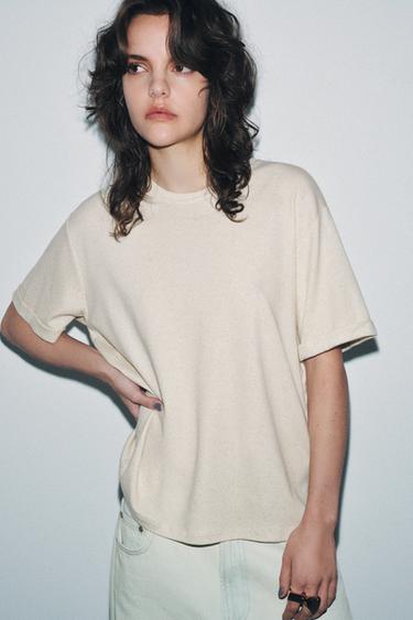 Zara Свободная футболка с короткими рукавами