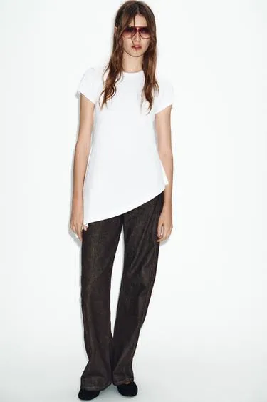 Футболка асимметричная с коротким рукавом- Заказать в России